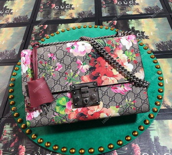 Replica Gucci Padlock Medium GG Supreme Shoulder Bag Red Blooms