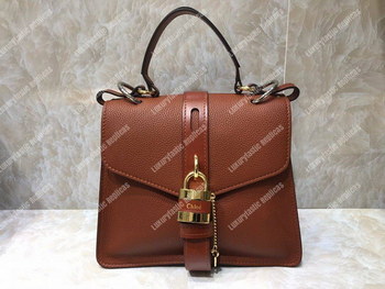 Replica Chloe Medium Aby Day Shoulder Bag In Grained And Shiny Calfskin Brown