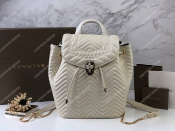 Replica BVL Serpenti Forever Quilted Nappa Leather Backpack White Agate