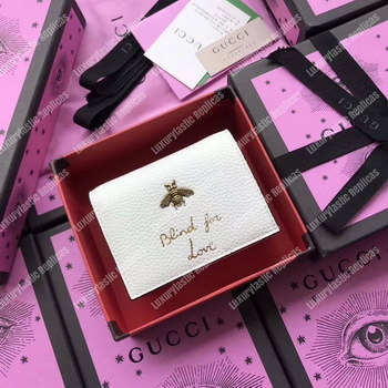 Replica Gucci Animalier Card Case White with Bee