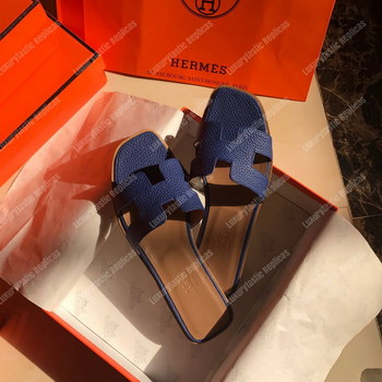 Replica Hermes Oran Sandal Epsom Leather Blue