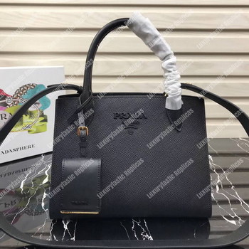 Replica Prada Monochrome Saffiano Leather Bag Black