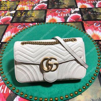 Replica Gucci GG Marmont Medium Matelasse Shoulder Bag White
