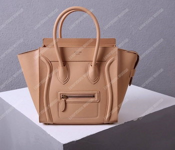 Replica Celine Mini Luggage Handbag Drummed Calfskin Brown