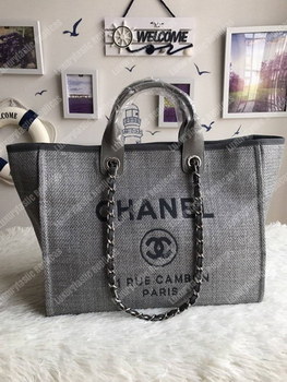 Replica Chanel Deauville Fabric Tote Gray