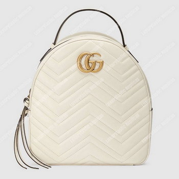 Replica Gucci GG Marmont Quilted Leather Backpack White