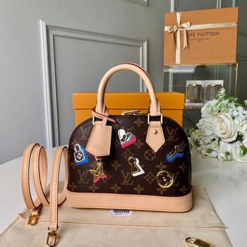 Replica Replica Louis Vuitton M44368 ALMA BB Monogram Coated Canvas with Gold or Silver Tone Fused Metallic Foil Motifs