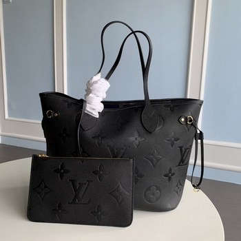 Replica Replica Louis Vuitton M45685 Neverfull MM Tote Embossed Cowhide Leather Black