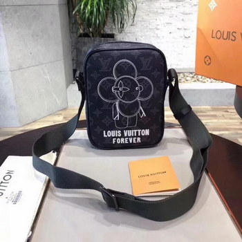 Replica Original Copy Louis Vuitton Danube PM Vivienne Monogram Eclipse Forever Black Canvas Messenger Bag