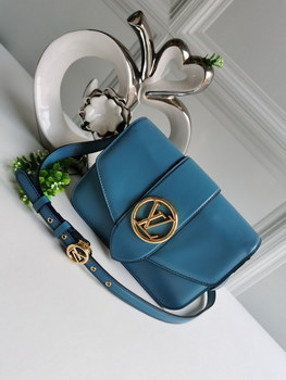Replica NEW Replica Louis Vuitton Pont 9 Handbag Smooth Leather Blue