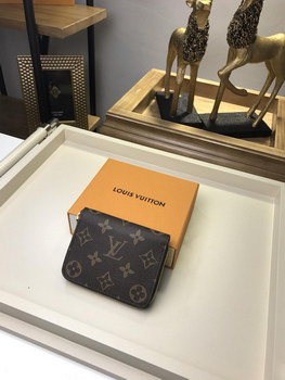 Replica Replica Louis Vuitton Men Zipper Small Wallet Monogram Coated Canvas