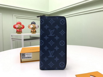 Replica 2021 New Replica Louis Vuitton M80423 Navy Blue Monogram Cowhide Leather Zippy Vertical Wallet
