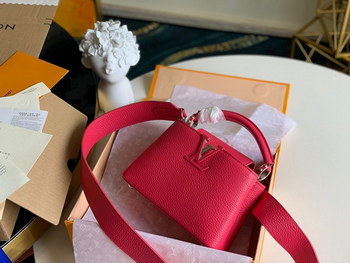Replica Original Copy Louis Vuitton M56071 Capucines Mini Handbag Taurillon Leather Red