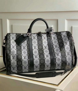 Replica 2022 New Louis Vuitton Keepall Bandouliere 50 Travel Bag Monogram Stripes Eclipse Coated Canvas M45966 In USA Replica