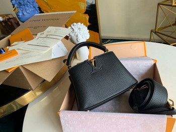 Replica Original Copy Louis Vuitton M56071 Capucines Mini Handbag Taurillon Leather Black
