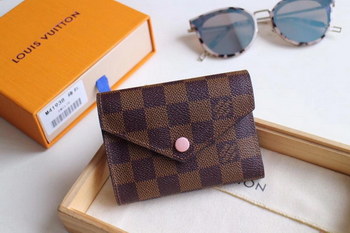 Replica Replica Louis Vuitton M61700 Women Victorine Wallet Damier Ebene Rose Ballerine