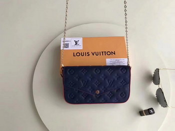 Replica Louis Vuitton M64099 Pochette Felicie Marine Rouge Monogram Empreinte Leather