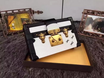 Replica Louis Vuitton White Epi Leather Petite Malle Malletage Bag