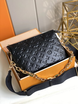 Replica Original Copy Louis Vuitton M57790 Coussin PM Monogram embossed Puffy Lambskin Black