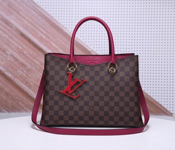 Replica Replica Louis Vuitton Women N40052 LV Riverside Damier Ebene Coated Canvas and Taurillon Grained Leather Lie de Vin