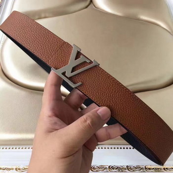 Replica Louis Vuitton Reversible Belt Brown Belt With Silver Buckle 007