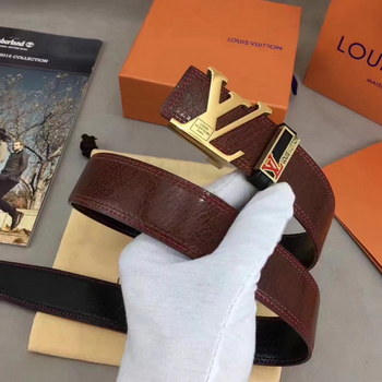 Replica Louis Vuitton Leather Reversible Brown Belt 002
