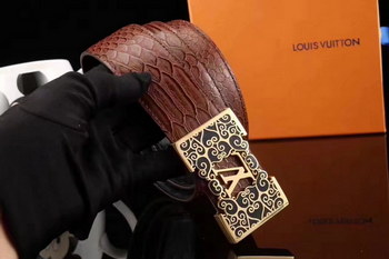 Replica Louis Vuitton Snake Stripe Leather Reversible Brown Belt 004