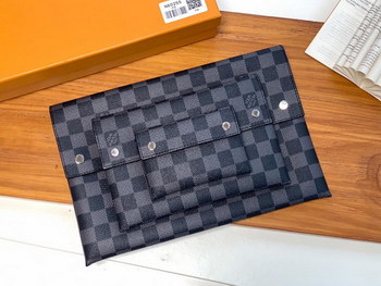 Replica Shop Louis Vuitton Men Alpha Triple Pouches Damier Graphite N60255