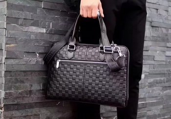 Replica Louis Vuitton 3122 1 Men Black Damier Infini Cowhide Leather Briefcase