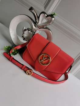 Replica NEW Replica Louis Vuitton Pont 9 Handbag Smooth Leather Red