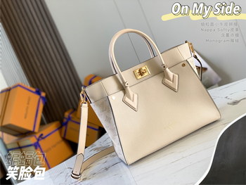 Replica Original Copy Louis Vuitton M57730 On My Side PM Tote Bag Beige Cowhide Leather Trim