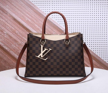 Replica Replica Louis Vuitton Women N40135 LV Riverside Damier Ebene Coated Canvas and Taurillon Grained Leather Lie de Vin