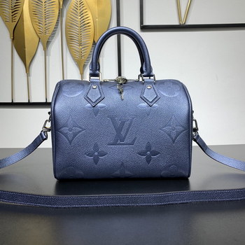Replica AAA Quality Louis Vuitton Speedy Bandouliere 25 Handbag Embossed Grained Cowhide Leather Blue M58273