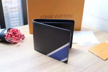Replica Louis Vuitton M64014 Multiple Wallet Ardoise Taiga Leather Stripe