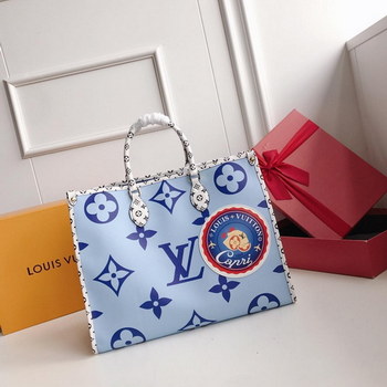 Replica New Replica Louis Vuitton Women Onthego Tote Bag Monogram Motif Blue