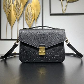 Replica Luxury Replicated Louis Vuitton Pochette Metis Handbag Monogram Empreinte Embossed Leather Black M41487