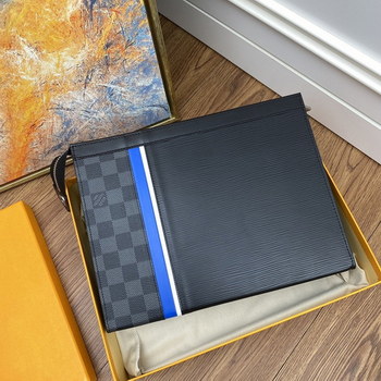 Replica Replica Louis Vuitton M56827 Pochette Voyage MM Black Epi Leather and Damier Graphite Coated Canvas