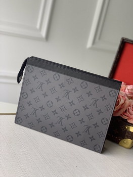 Replica Copy Louis Vuitton M69535 Men Pochette Voyage MM Brings Together Dark Monogram Eclipse Canvas