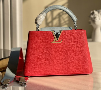 Replica Replica Louis Vuitton M548865 Capucines BB Handbag Coral Greige Beige Olympe Blue Taurillon Leather
