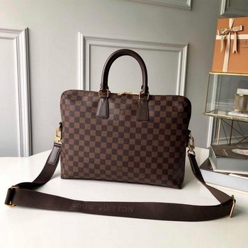 Replica Louis Vuitton Men Porte Documents Voyage PM Damier Ebene Canvas Business Bag