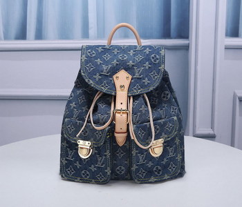 Replica Replica Louis Vuitton M44460 Women Blue Denim Monogram Denim Sac a Dos Backpack