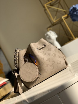 Replica Replica Louis Vuitton M57201 Bella Bucket Bag in Mahina Calf Leather wite Perforated Monogram Pattern Galet