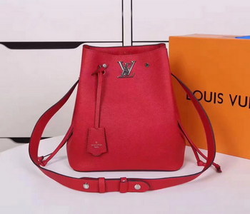 Replica Louis Vuitton M54677 Lockme Bucket Soft Calfskin Exterior Red