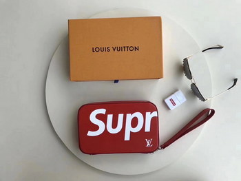 Replica Louis Vuitton M64207 Men Supreme Kasai Clutch Bag Damier Graphite Red