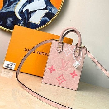 Replica Copy Louis Vuitton M80449 Petit Sac Plat Monogram Empreinte Embossed Supple Grained Cowhide Leather Pink