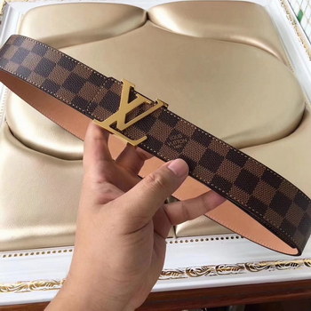 Replica Cheap Louis Vuitton Men Reversible Leather Belt With Gold Buckle 025