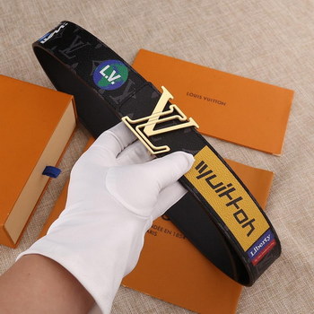 Replica Cheap Replica Louis Vuitton Men Leather Belt Width 4cm 071