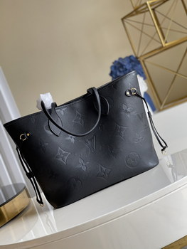 Replica Replica Louis Vuitton M45685 Neverfull MM Embossed Cowhide Leather Black