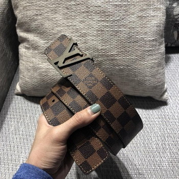 Replica Cheap Replica Louis Vuitton Width 38cm Men Leather Belt With Black Buckle 046