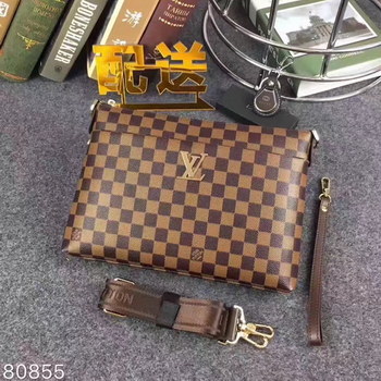 Replica Louis Vuitton M80855 Men Clutch Bag Damier Ebene Canvas
